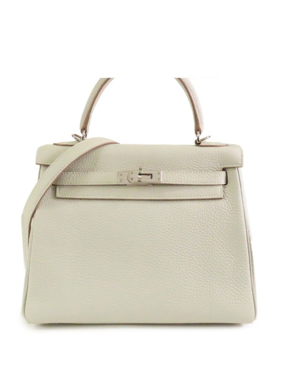 Hermes Kelly 25 Gripaire Silver Togo Retourne 2-Way Shoulder Bag